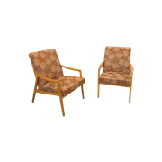 Houten Vintage Fauteuils Met Bloemenstof