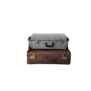 Vintage Koffer, Opberger Brocante Zwart Grijs Geruite Koffer