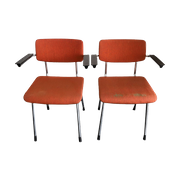 2 Vintage Gispen Buisframestoel Oranje, Jaren '70