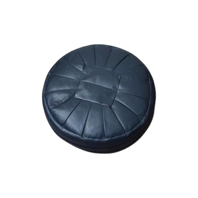 Vintage Cognac Poef Leer Voetenbank Leren Ottoman Patchwork | Kruk