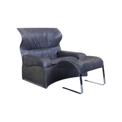 “Vela Alta” Lounge Chair + Ottoman In Leather By Saporiti