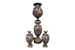 Prachtige Antieke Cloisonne Emaille Vazen En Lamp Set
