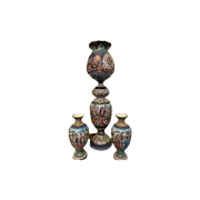 Prachtige Antieke Cloisonne Emaille Vazen En Lamp Set