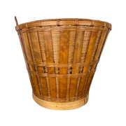 Vintage Split Bamboo Mand. Planten Pot. Bamboe Rotan Planten Bak. Emmer