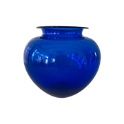 Vintage Kobaltblauwe Glazen Ronde Vaas