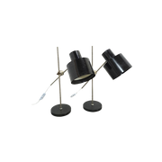 Set Bureaulampen Met Zwarte Kap Vintage