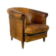 Vintage Schaapsleren Kuipstoel Clubfauteuil Apeldoorn