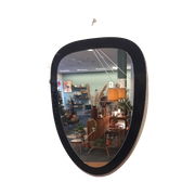 Vintage Spiegel Hartvormig Van Zwart Glas