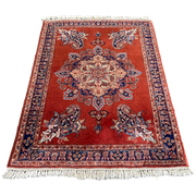 Perzisch Medaillon Vloerkleed Rood Handgeknoopt 107X150Cm - Vintage Tapijt
