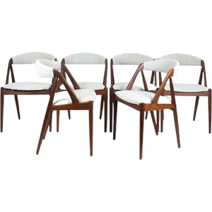 6 Dining Chairs Kai Kristiansen | Stoelen Kvadrat Wol Grijs