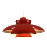 Originele Rode Deense Hanglamp - Fog And Morup Van Jo Hammerborg - Model Penta - 1960 - Tnc2