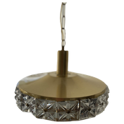 Vintage Deense Hanglamp Met Messing En Kristal Van Vitrika
