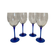 4X Wijnglas / Wijnglazen Rode Wijn Kobalt Blauwe Voet - Luminarc | Kerst