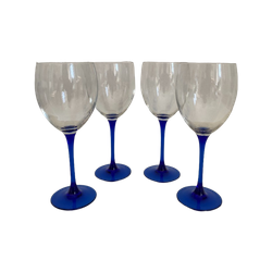 4X Wijnglas / Wijnglazen Rode Wijn Kobalt Blauwe Voet - Luminarc