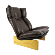 Dutch Leather Lounge Chair From Leolux, 1970S