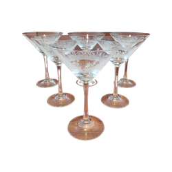 Set Van 6 Vintage Martini Cocktail Glazen Bloemdesign