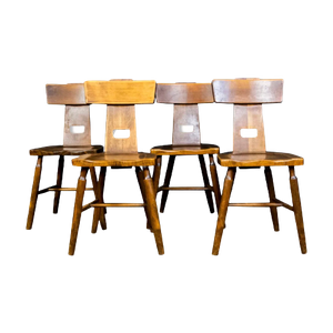 Set Of 4 French Brutalist Dining Chairs