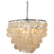 Vintage Capiz Schelpen Hanglamp Lamp Opaline Parelmoer