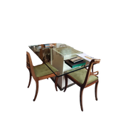 Design Eettafel In Glas - Voet In Travertin