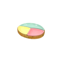 Pastelkleur Schalen Set In Rotan Mand Vintage