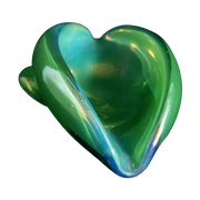Groene Iriserende Art Glass Schaal Met Sculpturale Schelpachtige Vorm