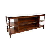 Antieke Presentatietafel Met Wit Geglazuurd Terracotta Tafelblad