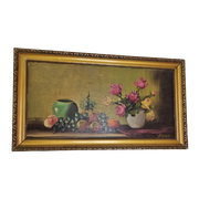 Kunstwerk Met Bloemen Op Hout