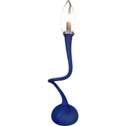 Unieke Azuur Blauwe Franse Mondgeblazen Glazen Lamp
