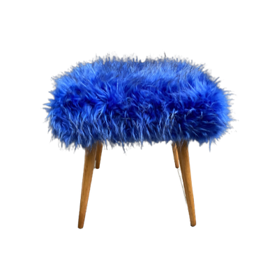 Blue Fluffy Square Stool 1960 | Kruk | Reliving