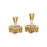Art Deco Parfum Set Echt Bleikristall Gepresst Oranje Diamant Patroon Duitsland