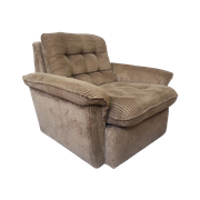 2X Vintage Ribstof Fauteuil Creme Bruine Ribstof Fauteuil Reliving