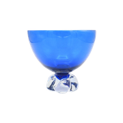 Vintage Blauw Glazen Schaaltje Op Voet, Jaren 60