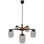 Vintage Hanglamp Met 5 Glazen Kappen