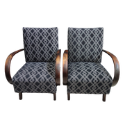 Jindřich Halabala Art-Deco Chairs Model H-227 In Black Fabric