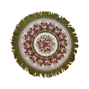 Kl43 Vintage Kleedje Rozen Rond Groen Roze 68+6