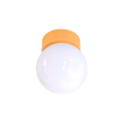 Pk45 – Jaren 70 – Plafondlamp Gele Houder Opaal Glazen Bol