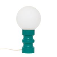 Vintage Groene Tafellamp Met Witte Glazen Bol