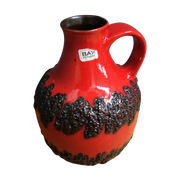 Black And Red West-Germany Fat-Lava Vase By Bax Model 7125