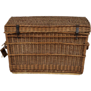 Grote Franse Industriële Rieten Koffer Xl Kist Mand Fabriek 94X56Cm
