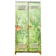 Vintage Industriële Locker Kast Groen Patina