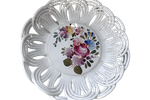 Witte Schaal Met Handgeschilderde Bloemen