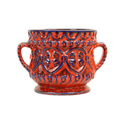 Bay Bodo Mans Rood Blauwe Bloempot West Germany Aardewerk Vaas 166-21
