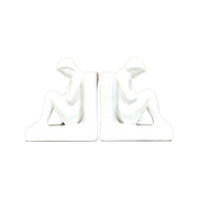 Paar Witte Keramieken Boekensteunen 80'S 65875