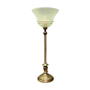 Sierlijke Messing Tafellamp Met Mintgroen Glazen Kap