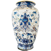 Chinese Handbeschilderde Vaas Blauw Wit