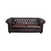 Stijlvolle Rundleren Chesterfield Bank, 2,5 Zits