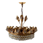 Vintage Palwa Hollywood Regency 24K Verguld Swarovski Kristal Kroonluchter