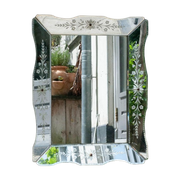Brocante Spiegel, Venetiaans Glas 19E Eeuw