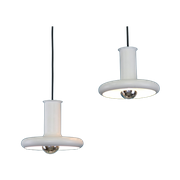 Prachtig Paar Puur Witte Hans Due Lampen - Model Optima - Nordic Design| Lampje Uit De Jaren 70 |