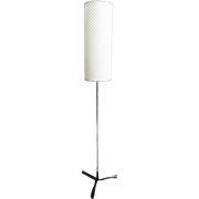 Floorlamp With Tri-Pod Base And White Tubular Shade